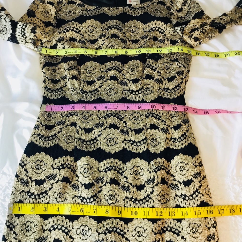 Cremieux Black & Gold‎ Lace Dress Long Sleeve Size2 - Picture 12 of 14
